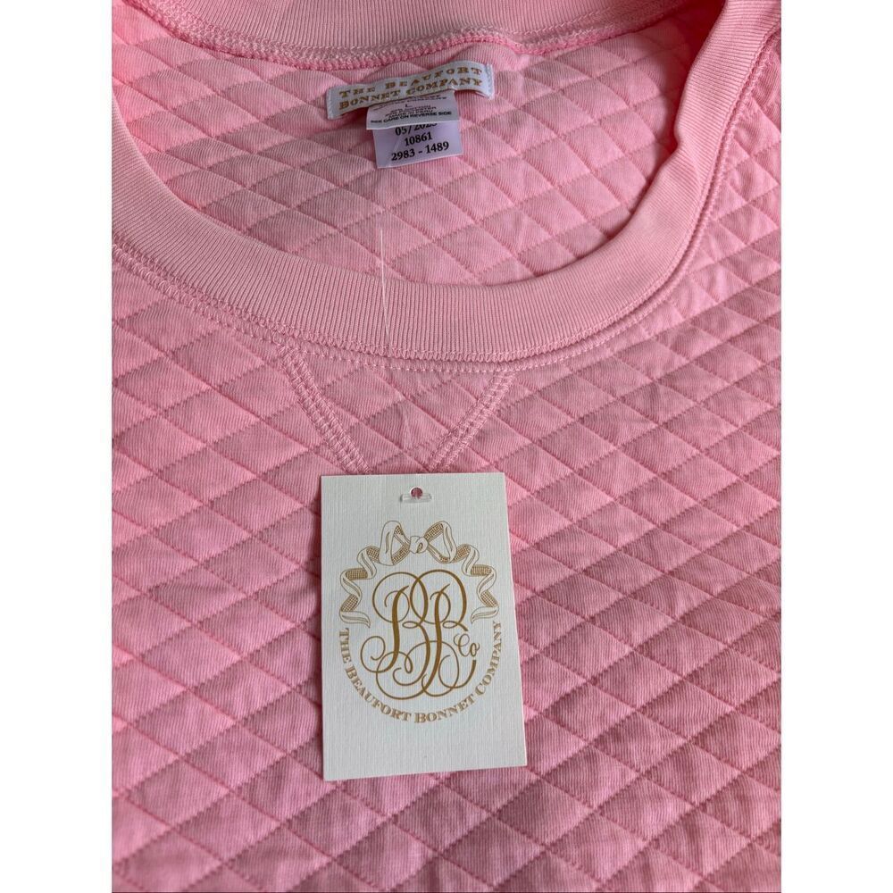 NWT The Beaufort Bonnet Company Pink Quilted Crewneck Pullover coastal loungewea - Picture 4 of 9